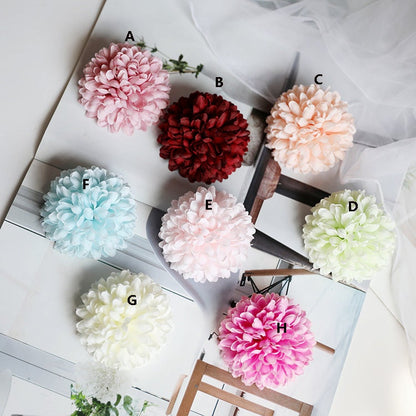 Wholesale 100Heads Pom Pom Flowers Artifical Simulation Silk Chrysanthemum Wedding Party Decor Florals DIY Background Diam.7cm