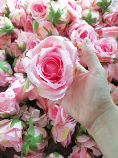 Wholesale Ivory/Pink Wedding Flowers 50Heads Artificial Simulation Silk Rose Diam.10cm Party Decoration DIY Background Layout