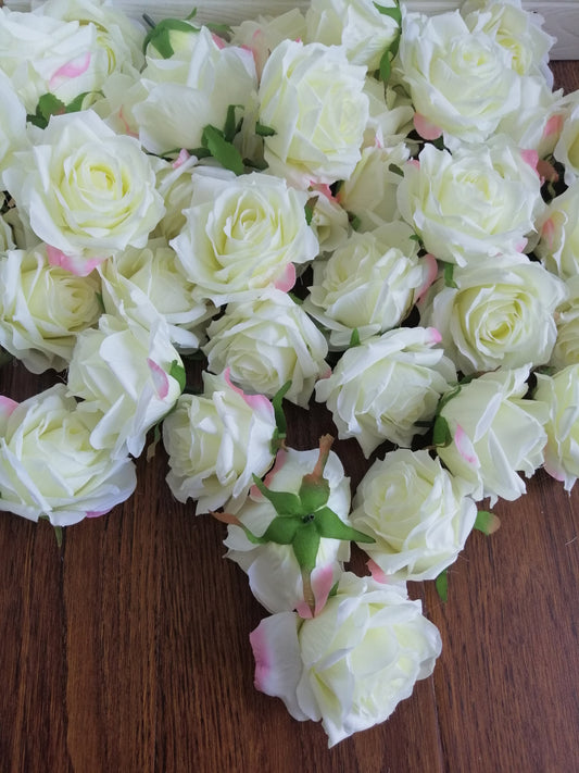 Wholesale 50 Heads Wedding Flower Artificial Simulation Silk Rose Diam.8cm/3.15&quot; Wedding Event  Decoration Floral DIY Background Layout