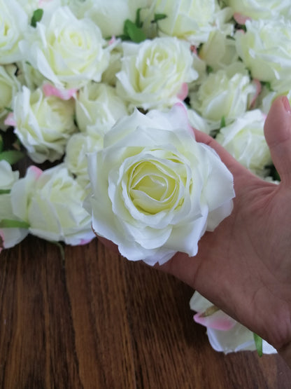 Wholesale 50 Heads Wedding Flower Artificial Simulation Silk Rose Diam.8cm/3.15&quot; Wedding Event  Decoration Floral DIY Background Layout