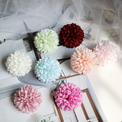 Wholesale 100Heads Pom Pom Flowers Artifical Simulation Silk Chrysanthemum Wedding Party Decor Florals DIY Background Diam.7cm