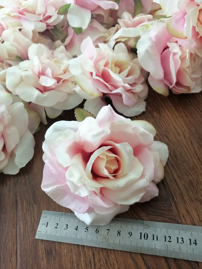 Blush Pink 30 Heads Diam. 9cm Artificial Simulation Rose Camellia Flower Heads Wedding Decoration Flower Head DIY Background