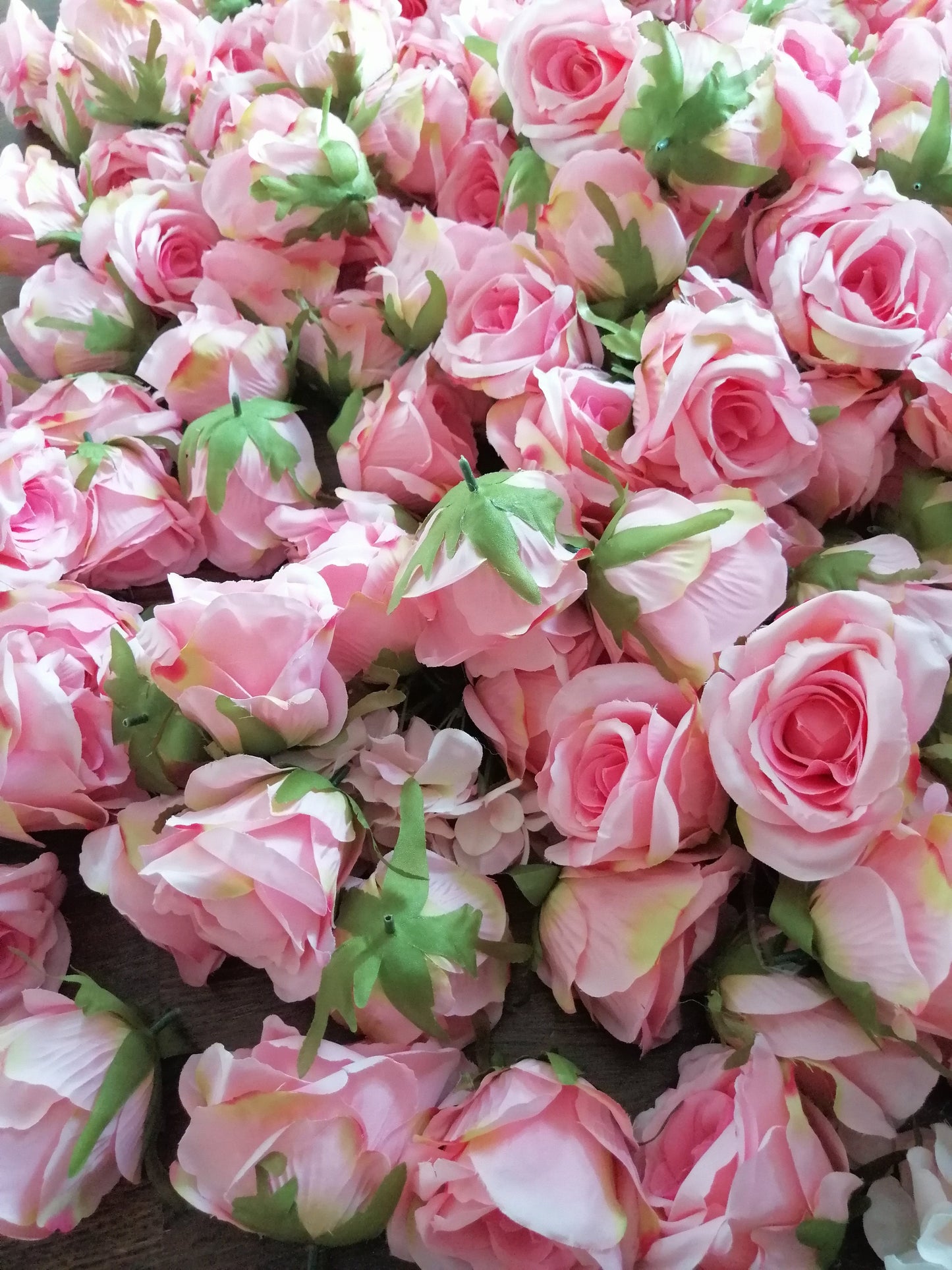 Wholesale Ivory/Pink Wedding Flowers 50Heads Artificial Simulation Silk Rose Diam.10cm Party Decoration DIY Background Layout