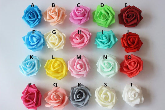 Wholesale 100Heads Diam.6cm Pomander Kissing Ball Flowers Foam Rose Heads Wedding Home Decor Flowers Supplies 20 Colors Avaliable