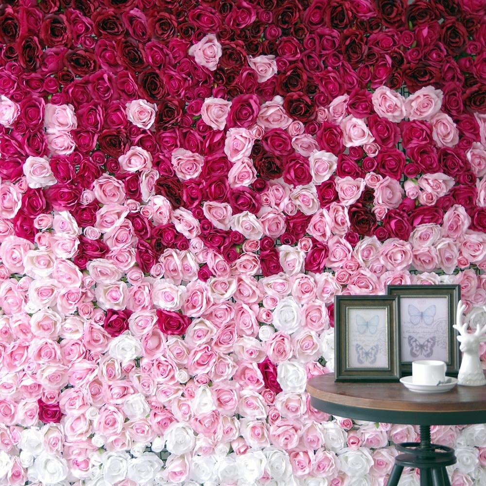 Gradual Colour Rose Wall  Fake Peony Rose Wall For Wedding Romantic Photography Backdrop Special Event Decor Floral Panels 40*60cm