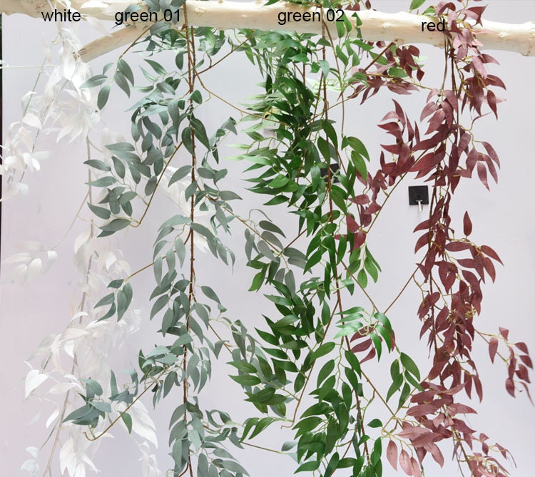 3 PCS Length 170cm/66.9” Artificial Simulation Willow Leaf Vine For Home Decor DIY Wedding Background Road Decor Green Plants