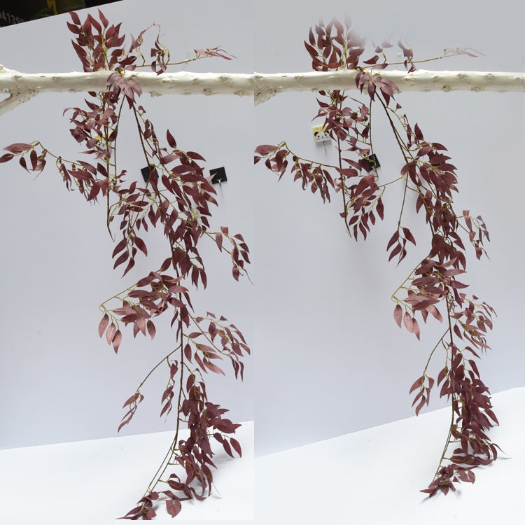 3 PCS Length 170cm/66.9” Artificial Simulation Willow Leaf Vine For Home Decor DIY Wedding Background Road Decor Green Plants