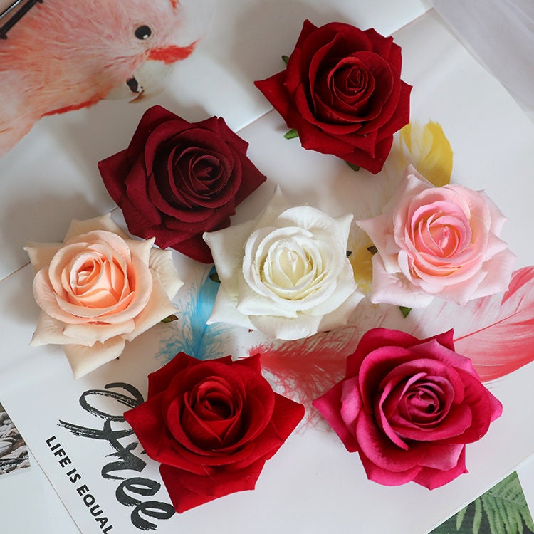 30 pcs 7-8cm Velvet Rose Head Artificial Simulation Floral  DIY Wedding Decoration Holiday Hat Shoes Acessories Flower Head