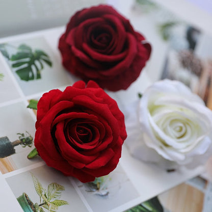 30 heads Diam.8cm Velvet Rose Artificial Simulation Floral  DIY Wedding Decoration Holiday Hat Shoes Acessories Flower Head