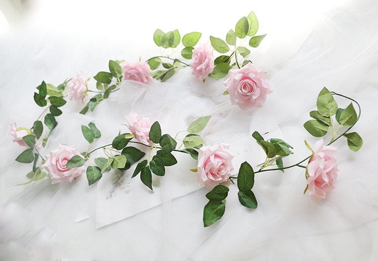 2 Strands Artificial Rose Vine 200cm/78.74&quot; Simulation Cane Rose Garland Outdoor Decor Wedding Road Floral Plant For Photography Decor