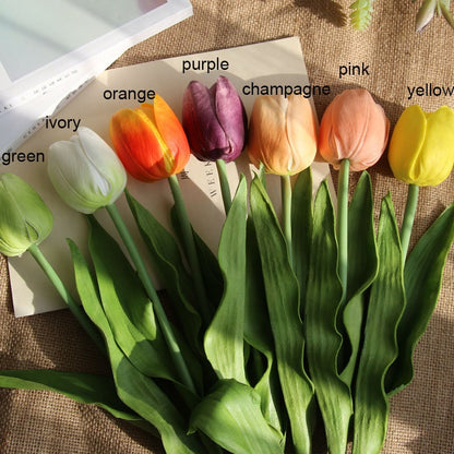 Real Touch Tulips PU Foam Soft Flowers Length 50.5cm/19.88&quot; Wedding Flowers Faux Tulips for Home Decorations Floral Arrangement