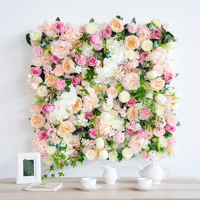 3D Floral Wall For Wedding Arrangement Fake Flower Wall For Bridal Shower Special Event Salon Party Backdrop Decor Flower Panels 50x50cm