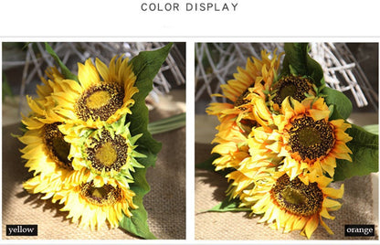 1 Bunch 7 Heads Sunflower Artificial Simulation Flower  For Bridal Bouquet Wedding Table Centerpieces Home Window Decoration Flower