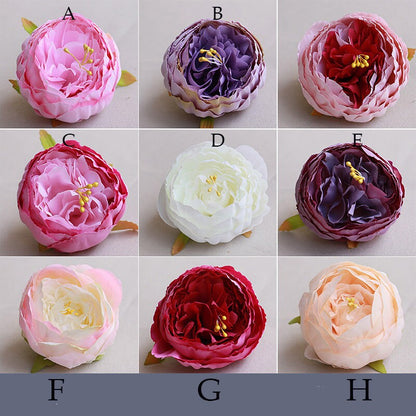 Wholesale 50 Heads Artificial Simulation Silk Peony Camellia Flower Head Diam.9cm/3.54&quot;  DIY Wedding Wall Decoration Flowers