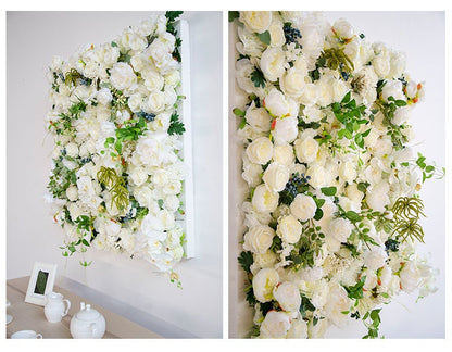 3D weiße Schmetterlings-Blumen-Rosen-Wand für Hochzeits-Arrangement, besondere Veranstaltung, Fotografie-Hintergrund, Stoff, aufrollbar, Vorhangstoff, Tuch