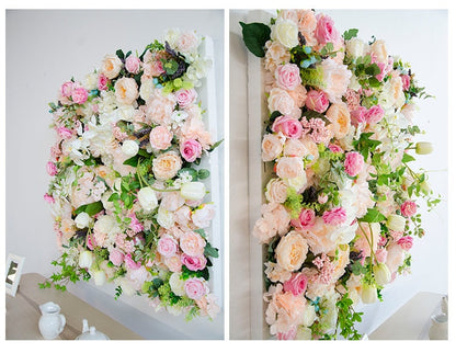 3D Floral Wall For Wedding Arrangement Fake Flower Wall For Bridal Shower Special Event Salon Party Backdrop Decor Flower Panels 50x50cm