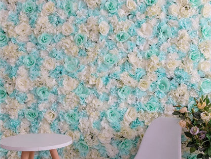 Mint Blue Wedding Floral Wall Artifical Simulation Silk Rose Hydrangea Flower Walls  Baby Shower Special Event Backdrop Decor Panels 40x60cm