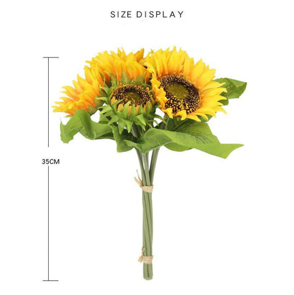 1 Bunch 7 Heads Sunflower Artificial Simulation Flower  For Bridal Bouquet Wedding Table Centerpieces Home Window Decoration Flower