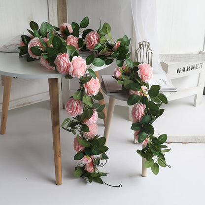 New Arrival 3 Strands Artificial Rose Garland Flower Ivy Leaf Vine Plants Wedding Special Event Hanging Floral Decor Home Garden Arch DIY