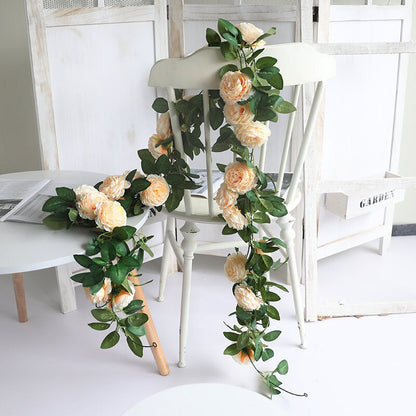 New Arrival 3 Strands Artificial Rose Garland Flower Ivy Leaf Vine Plants Wedding Special Event Hanging Floral Decor Home Garden Arch DIY