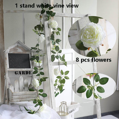 New Arrival 3 Strands Artificial Rose Garland Flower Ivy Leaf Vine Plants Wedding Special Event Hanging Floral Decor Home Garden Arch DIY