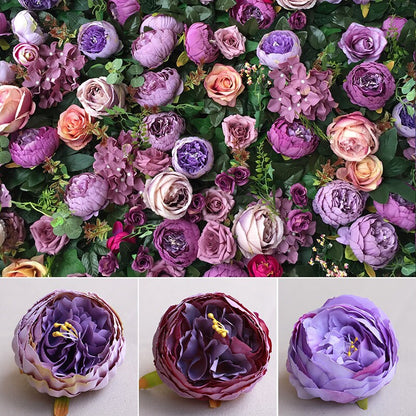 Wholesale 50 Heads Artificial Simulation Silk Peony Camellia Flower Head Diam.9cm/3.54&quot;  DIY Wedding Wall Decoration Flowers