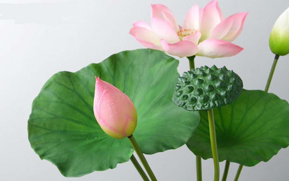 Artificial Simulation Lotus PU Real Touch Feel Hand Water Lily Fish Tank Pond Garden Decoration Floral Seedpod
