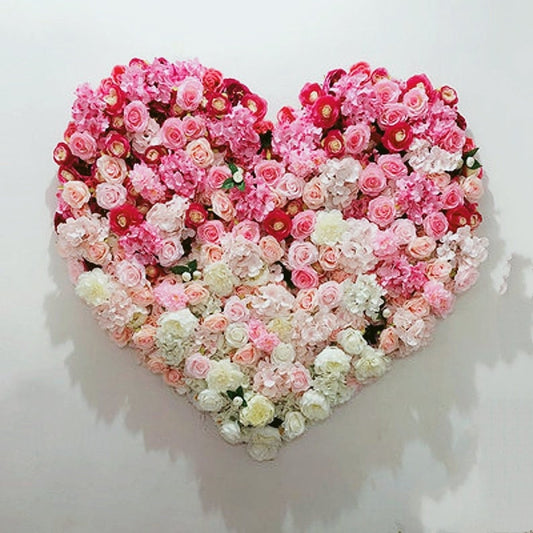 Heart Fake Floral Wall Gradual Color Change Backdrop Panel for Wedding Arrangement Bridal Shower Event Salon Party Photography