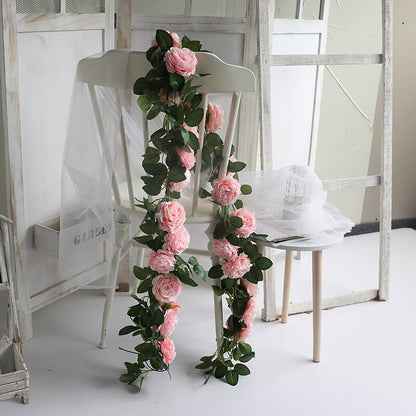 New Arrival 3 Strands Artificial Rose Garland Flower Ivy Leaf Vine Plants Wedding Special Event Hanging Floral Decor Home Garden Arch DIY