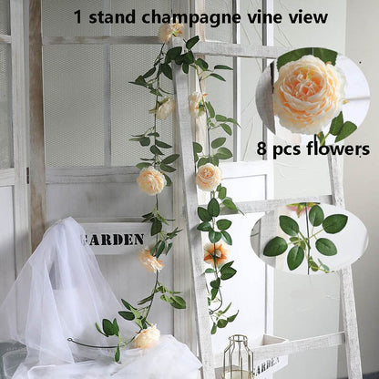 New Arrival 3 Strands Artificial Rose Garland Flower Ivy Leaf Vine Plants Wedding Special Event Hanging Floral Decor Home Garden Arch DIY