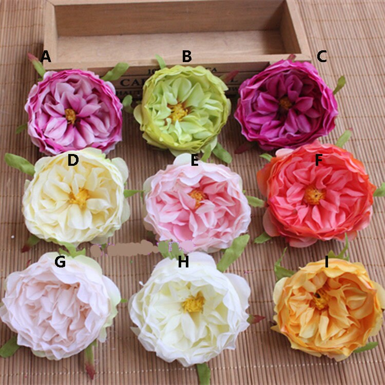 Wholesale 50Heads Artificial Simulation Silk Camellia Peony Wedding Flower Diam.8.5cm DIY Special Event Backdrop Decor Accessory Floral