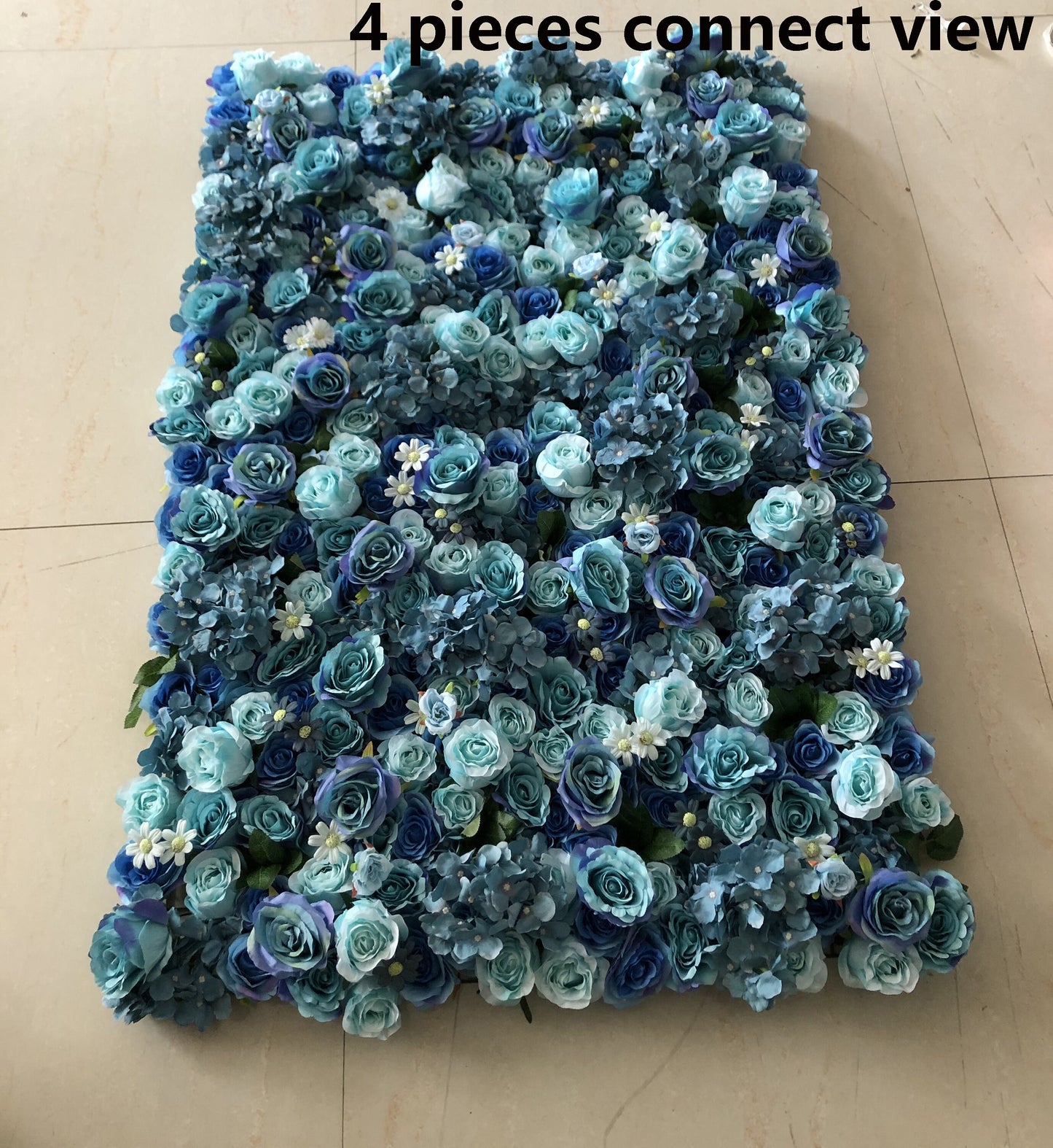 Aqua Blue Tiff Blue Fake Flower Wall for Wedding Photography Backdrop Simulation Rose for Special Event Party Decor Panel 15.75x23.62inch