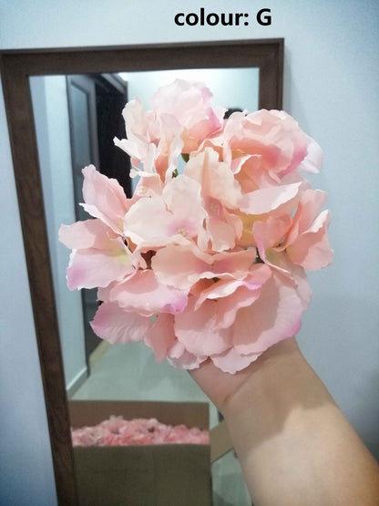 Wholesale 50Heads Artificial Simulation Silk Hydrangea Flower Head Diam. 16cm DIY Wedding Bride Shower Baby Shower DIY Decoration