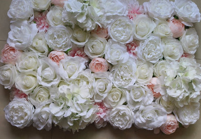 Weiße elfenbeinfarbene Blumenwand für Hochzeit, Fotografie, Hintergrund, Simulation, künstliche Blumenwand für Event, Babyparty, Party, Dekor, Panel 15,75 x 23,62 Zoll