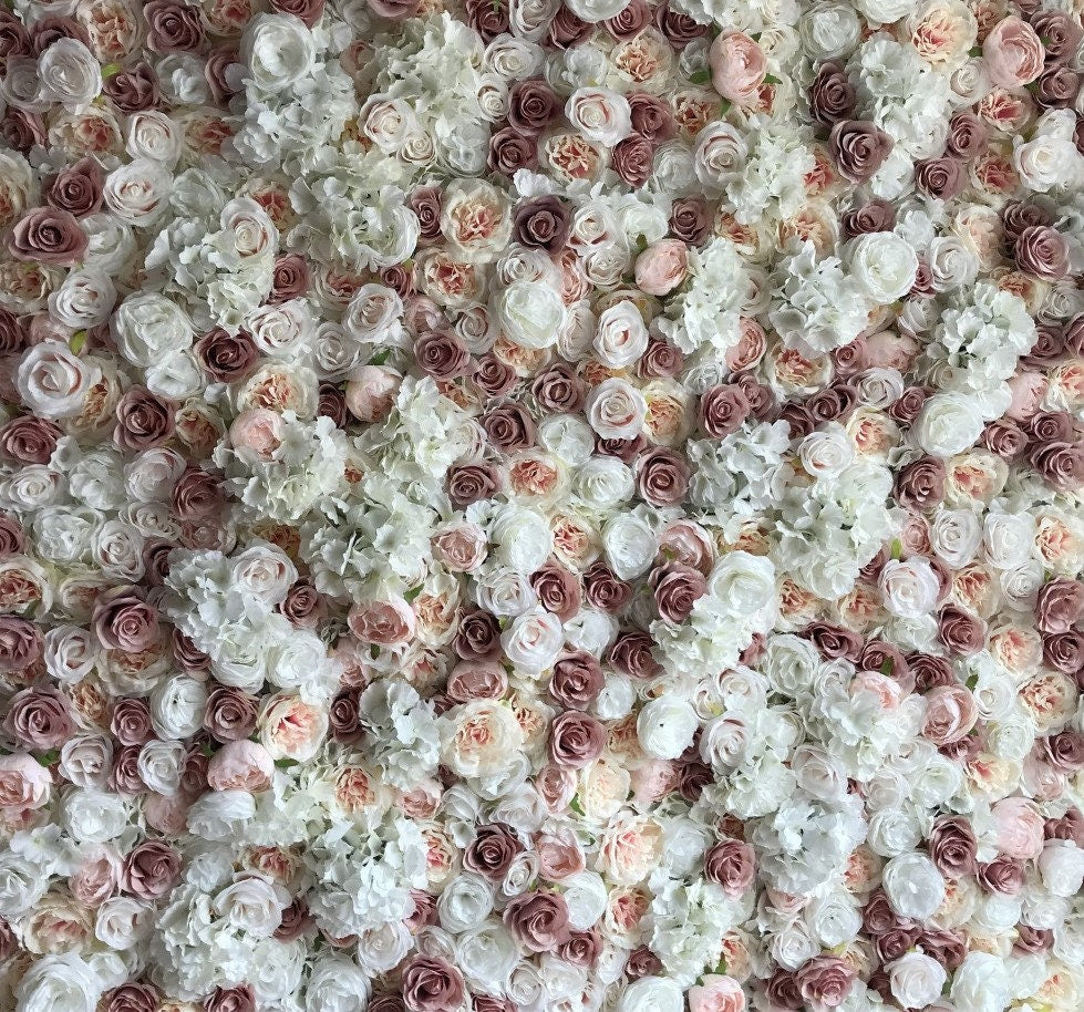 Dirty Pink White Flower Wall for Wedding Photography Backdrop Bridal Shower Special Event Arrangement Decor Fake Floral Panels 40x60cm