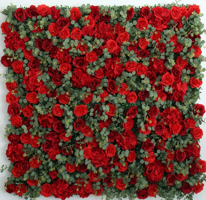 Rote Blumenwand für Hochzeitshintergrund, Arrangement, Dekoration, besonderes Ereignis, Brautparty, Fotografie, Dekor, florale Wandpaneele, 15,75 x 23,62 Zoll