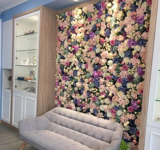 Colorful Flower Wall For Wedding Backdrop Arrangement Decor Bridal Shower Photography Boutique Shop Decor Floral Panels 15.75 x23.62inch