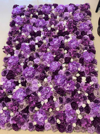 Lavender Amethyst Flower Wall For Romantic Photography Backdrop Bridal Shower Fake Flower Wall Special Event Decor Floral Panels 40*60cm