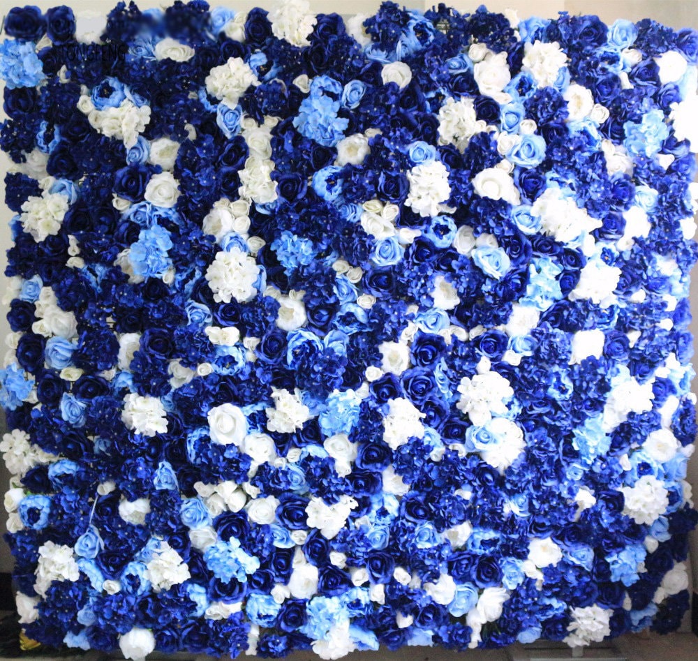 Royal Blue Flower Wall for Wedding Photography Backdrop Artificial Simulation Rose Hydrangea for Special Event Party Decor Panels