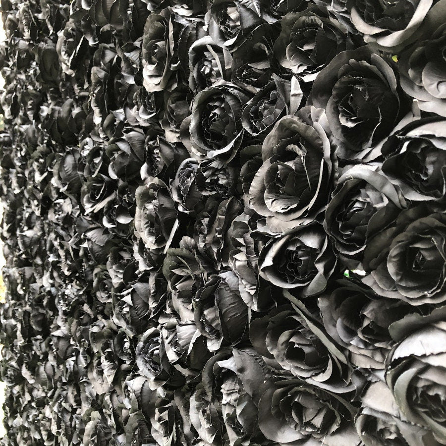 Full Black Flower Wall Black Rose Peony Wall for Wedding Photography Backdrop Special Event Salon Arrangement Decor Floral Panels 40x60cm