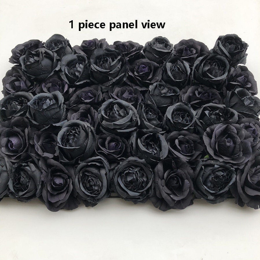 Full Black Flower Wall Black Rose Peony Wall for Wedding Photography Backdrop Special Event Salon Arrangement Decor Floral Panels 40x60cm