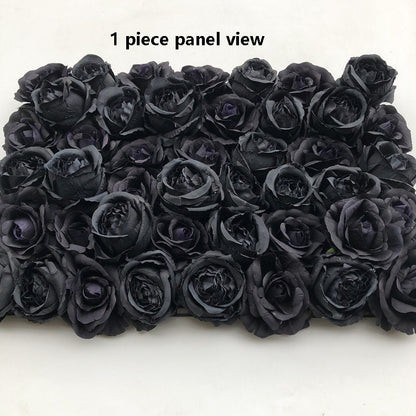 Full Black Flower Wall Black Rose Peony Wall for Wedding Photography Backdrop Special Event Salon Arrangement Decor Floral Panels 40x60cm