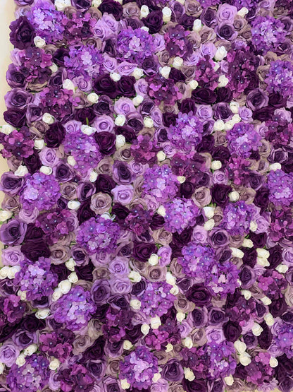 Lavender Amethyst Flower Wall For Romantic Photography Backdrop Bridal Shower Fake Flower Wall Special Event Decor Floral Panels 40*60cm