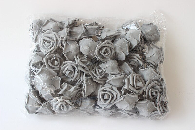 100 Heads Fake Rose PE Foam Flowers For Wedding Party Decor Arrangement  DIY Kissing Flower Balls Diam.6cm