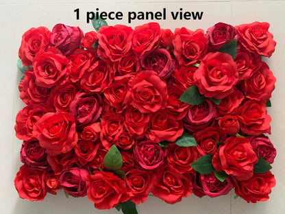 Red Wedding Flower Walls Artificial Rose Peony Green Leaf Background For Romantic Photography Bridal Shower Panel 15.75inch x23.62inch