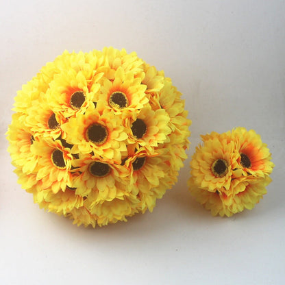 Sonnenblumen-Hochzeits-Kussball mit Blumen, Durchm. 5,5"/7,5"/9,5" Gänseblümchen-Pompom für Hochzeits-Mittelstücke, Brautparty