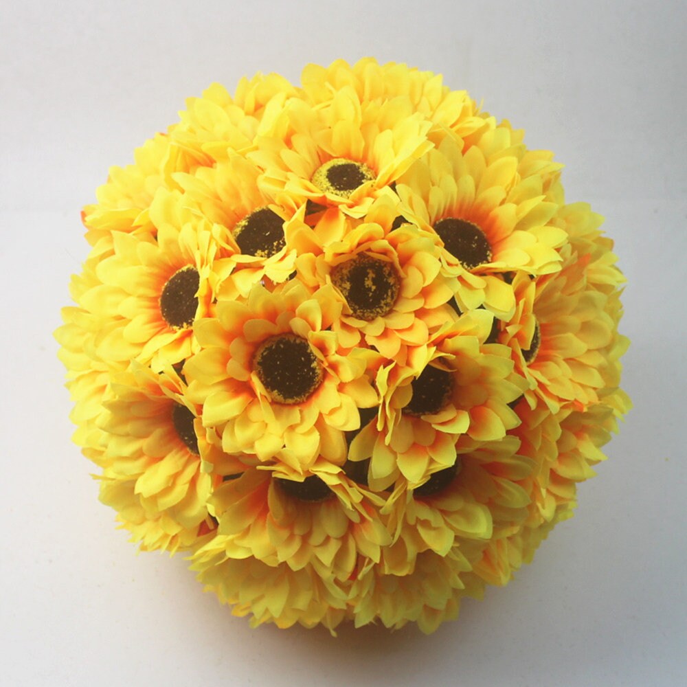 Sonnenblumen-Hochzeits-Kussball mit Blumen, Durchm. 5,5"/7,5"/9,5" Gänseblümchen-Pompom für Hochzeits-Mittelstücke, Brautparty