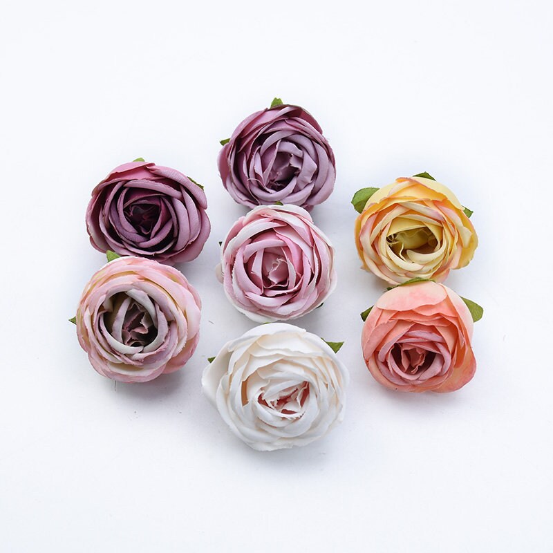 50 Heads Wedding Flowers Artificial Simulation Silk Peony Bud Rose Buds DIY Garland  Accessories Wedding Home DIY Decor Florals Diam.4cm