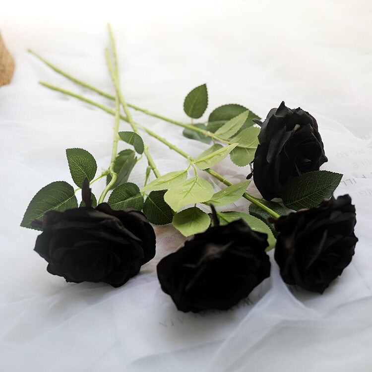 Wholesale  Black Rose  Flowers For Wedding Party Center Table Wedding Home Special Event Backdrop Decor Fake Florals 10 Stems