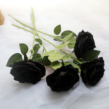 Großhandel schwarze Rosenblumen für Hochzeit, Party, Mitteltisch, Hochzeit, Zuhause, besonderes Ereignis, Hintergrunddekoration, gefälschte Blumen, 10 Stiele